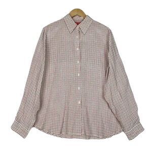 Gabriella Molinari Shirt Blouse 100% Silk Long‎ Sleeve White Red Black Plaid